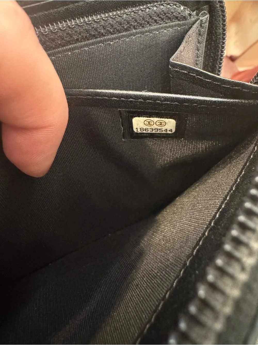 CHANEL Black Caviar Leather Zip-Around Wallet with Logo with Dustbag, box & COA